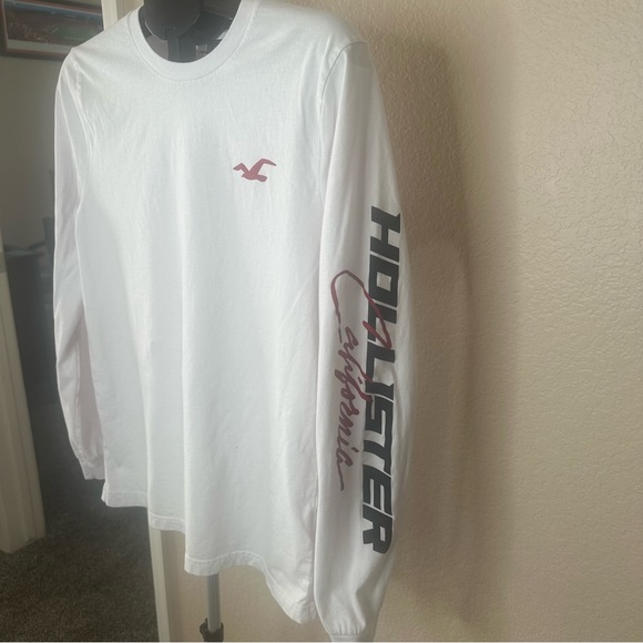 Hollister Men’s White Long Sleeve T-Shirt - Size Medium - Picture 4 of 6